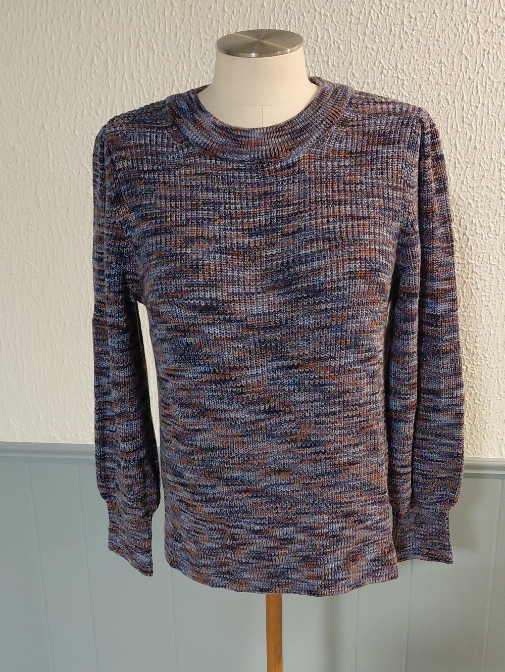 NIC+ZOE Marled Crewneck Sweater in Blue and Brown